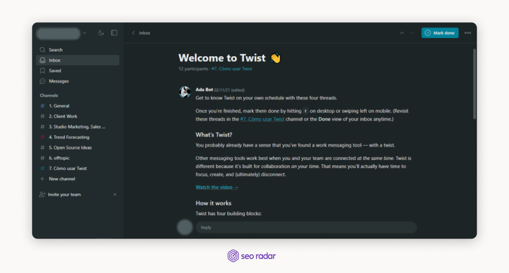 Twist is a minimalist communication tool for freelancers and teams.