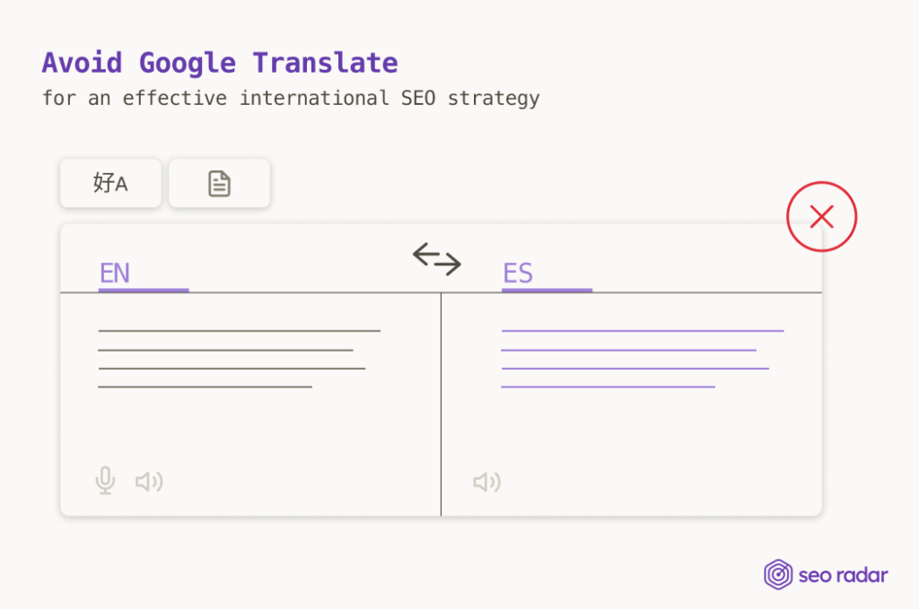 Google translate representation and why you should avoid it for your international SEO strategy.
