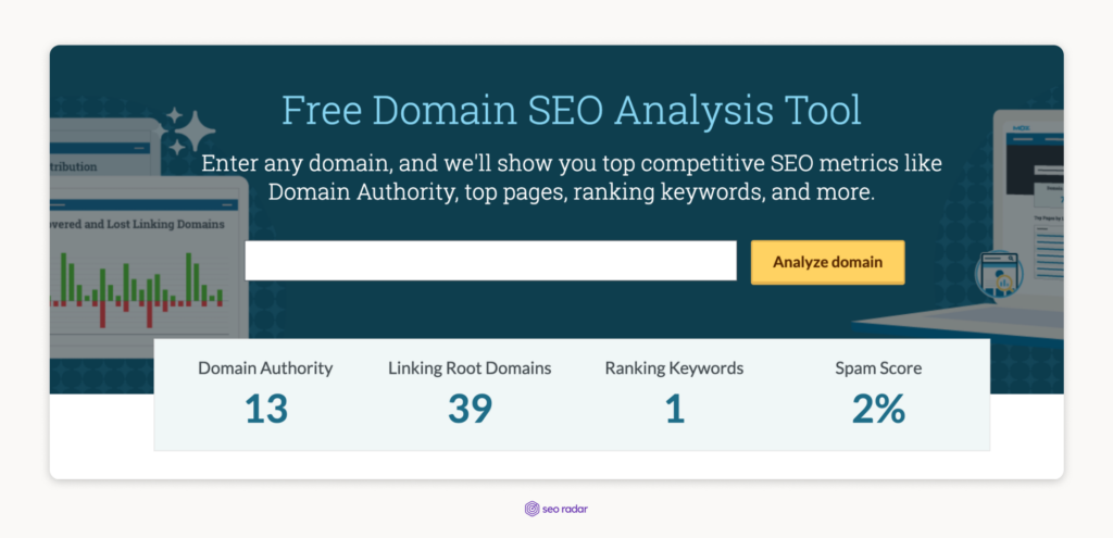 Moz free domain SEO analysis tool.