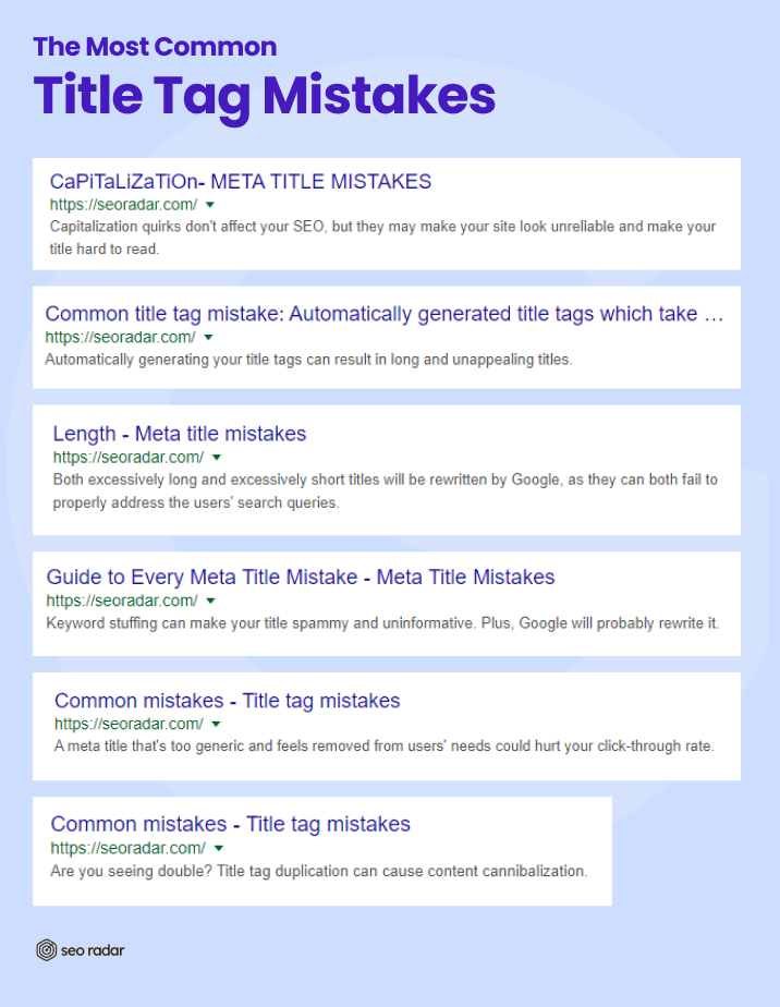 Most common website title tag mistakes.