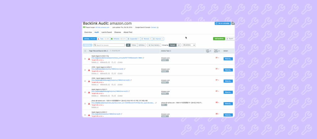 SEMRush's Backlink Audit tool is extremely useful
