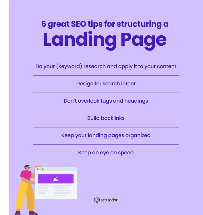 6 SEO tips for structuring a landing page.