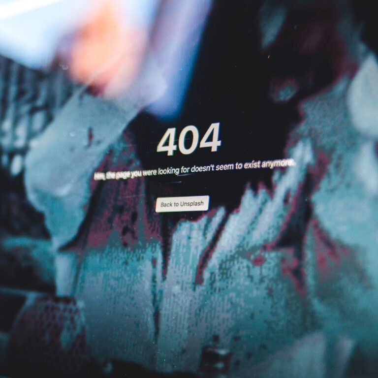404 Not Found error page displayed on a computer screen.